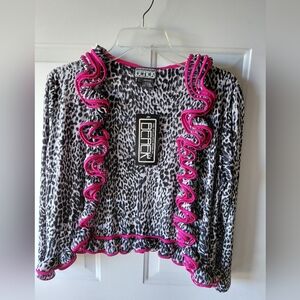 Berek Wild Pattern Cardigan with Pink Accents